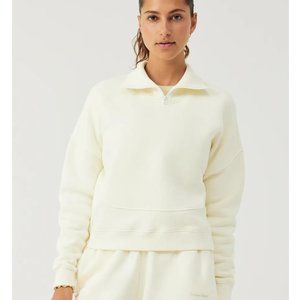 Outdoor Voices Nimbus Quarter Zip Sweatshirt in Vanilla